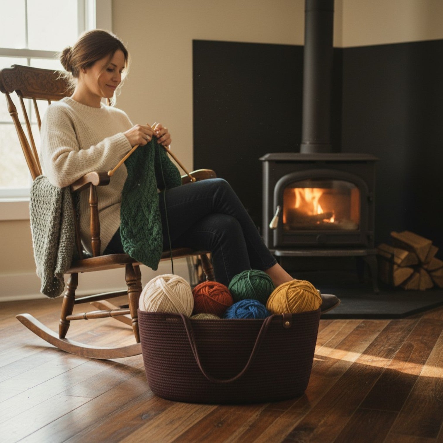 A tote to store knitting essentials
